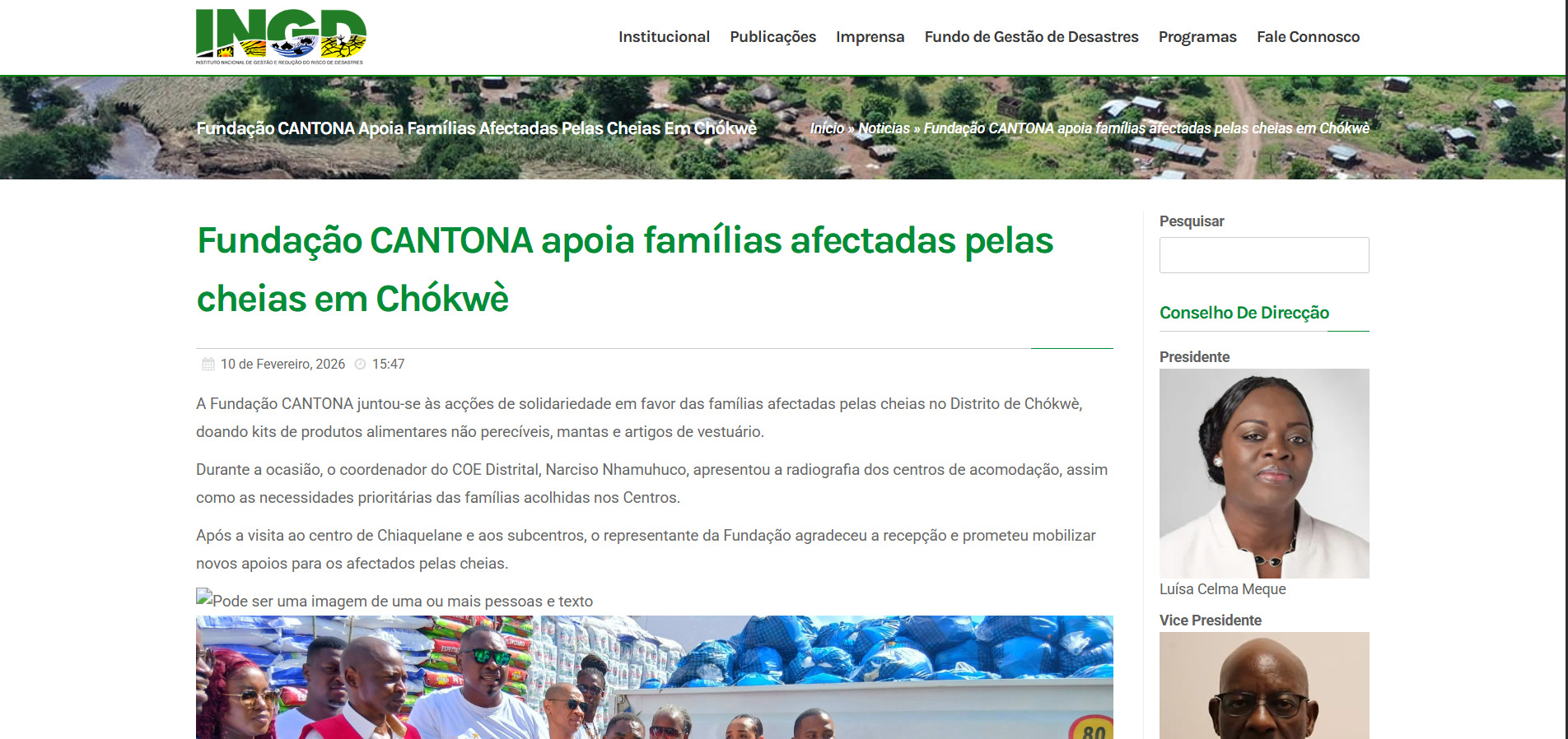 Fundação CANTONA apoia famílias afectadas pelas cheias em Chókwè