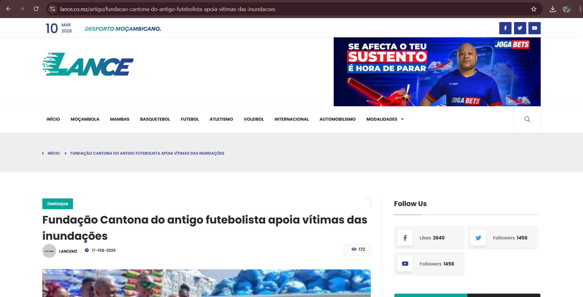 Fundação Cantona apoia vítimas das inundações em Gaza